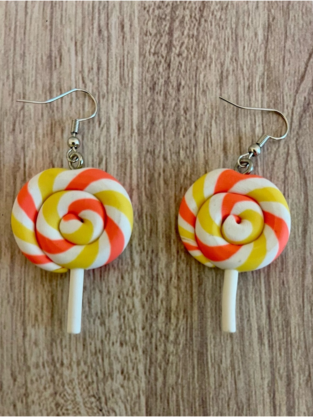 Lollipop Swirl Dangle Earrings in Yellow, Orange
